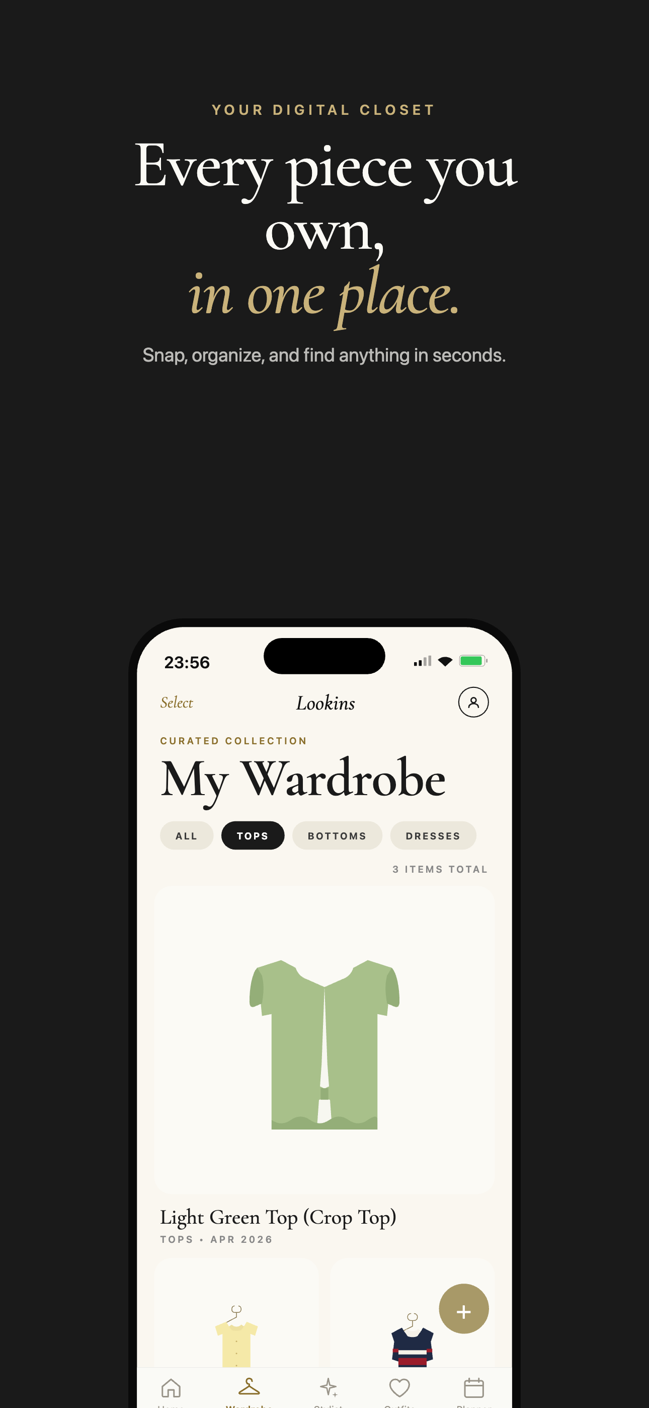 My Wardrobe screen