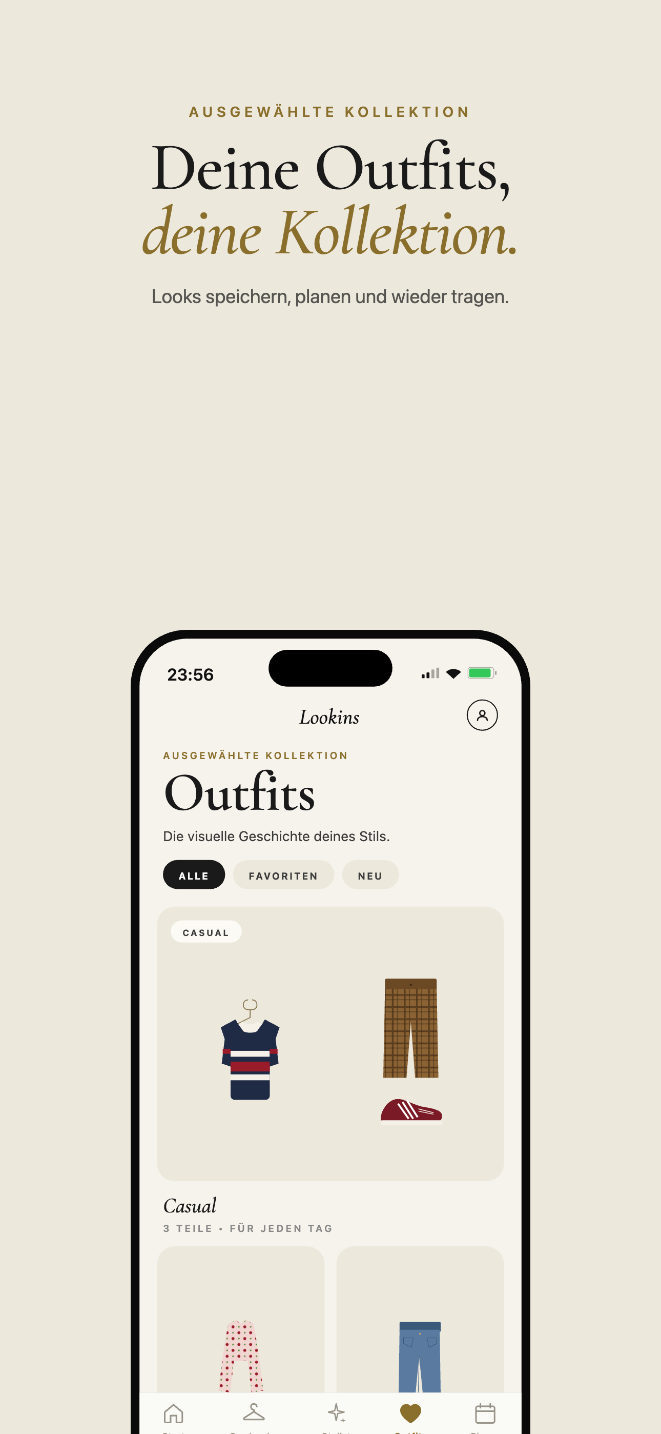Outfit-Sammlung — Bildschirm